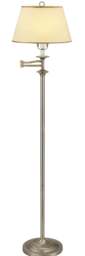Rackhams Traditional Antique Brass Swing Arm Floor Lamp with Cream Shade
