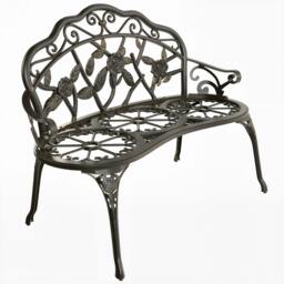 Rackhams Garden Bench Porch Park Seat Vintage Rose Style Cast Aluminium - Cast aluminium, cast metal - Cast aluminium garden bench - Bronze Tone - thumbnail 2