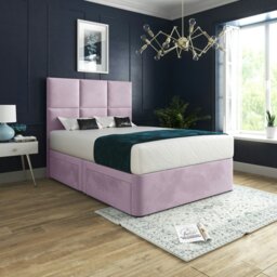 Rackhams Caprio Upholserted Floorstanding Headboard With Divan Bed Frame - Grey - Pink - Super king - thumbnail 1