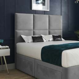 Rackhams Caprio Upholserted Floorstanding Headboard With Divan Bed Frame - Grey - Pink - Super king - thumbnail 3