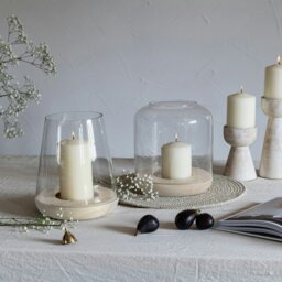 Rackhams Padstow White Wash Wooden Candle Holders 2 Pack - thumbnail 3