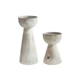 Rackhams Padstow White Wash Wooden Candle Holders 2 Pack - thumbnail 2