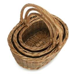 Rackhams Oval Unpeeled Willow Shopping Basket - Small - thumbnail 1