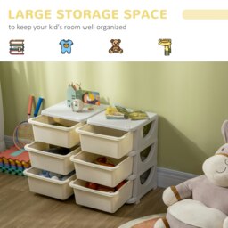 Rackhams Kids Storage Unit Toy Box Vertical Dresser with Six Drawers - Cream - thumbnail 3