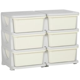 Rackhams Kids Storage Unit Toy Box Vertical Dresser with Six Drawers - Cream - thumbnail 2
