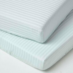 Rackhams Cotton Stripe Fitted Cot Sheets 330 Thread Count, 2 Pack - White - thumbnail 6