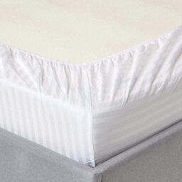 Rackhams Cotton Stripe Fitted Cot Sheets 330 Thread Count, 2 Pack - White - thumbnail 4