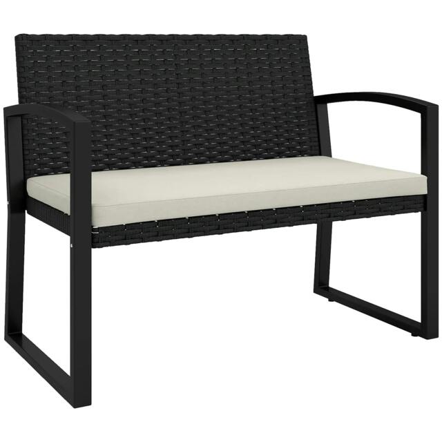 Rackhams Two-Seater Rattan Garden Bench - Beige