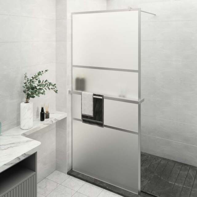 Rackhams Walk-in Shower Wall with Shelf Chrome 100x195 cm ESG Glass&Aluminium