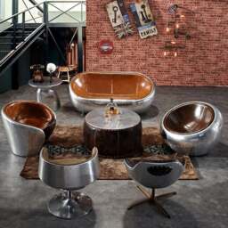 Rackhams Aviator Airplane Tub Two Seater Sofa, Aluminum Loveseat - Brown - thumbnail 3