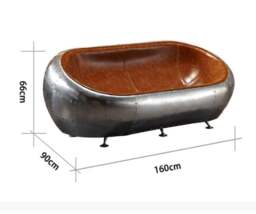 Rackhams Aviator Airplane Tub Two Seater Sofa, Aluminum Loveseat - Brown - thumbnail 5