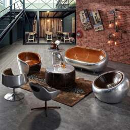 Rackhams Aviator Airplane Tub Two Seater Sofa, Aluminum Loveseat - Brown - thumbnail 4