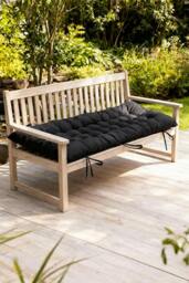 Rackhams 40x110cm Black Garden Beach Cushion Sun Lounger Cushion with Straps for Recliners, Beach & Office Chairs - Black - One Size - thumbnail 2