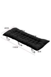 Rackhams 40x110cm Black Garden Beach Cushion Sun Lounger Cushion with Straps for Recliners, Beach & Office Chairs - Black - One Size - thumbnail 5