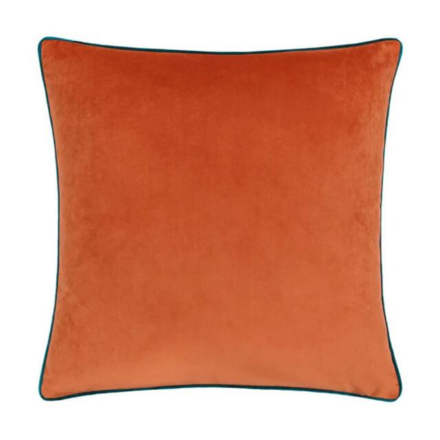 Rackhams Meridian Velvet Cushion Cover - Orange Tiger/Teal - 45cm x 45cm - Orange Tiger/Teal - 100% Polyester - image 1