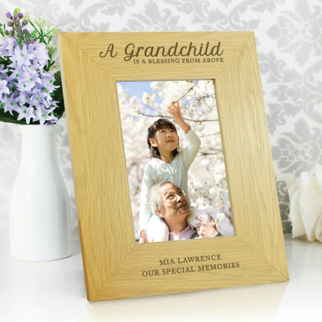 Rackhams Personalised A Grandchild Is A Blessing 6x4 Oak Finish Photo Frame - image 1