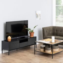 Rackhams Seaford 2 Door 1 Drawer TV Unit in Ash Black - 1 - thumbnail 5