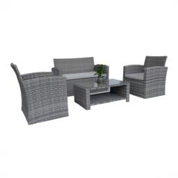 Rackhams 4 Seater Rattan Garden Furniture Set – 2 Chairs, Loveseat Sofa, Coffee Table Outdoor Patio Set - thumbnail 3