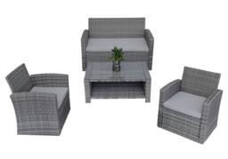 Rackhams 4 Seater Rattan Garden Furniture Set – 2 Chairs, Loveseat Sofa, Coffee Table Outdoor Patio Set - thumbnail 4