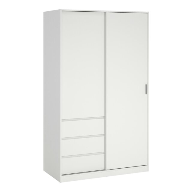 Rackhams Naia Wardrobe with 1 Sliding Door and 1 Door + 3 drawers in White - White - Malemine - 1 - image 1