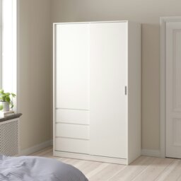Rackhams Naia Wardrobe with 1 Sliding Door and 1 Door + 3 drawers in White - White - Malemine - 1 - thumbnail 6