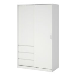 Rackhams Naia Wardrobe with 1 Sliding Door and 1 Door + 3 drawers in White - White - Malemine - 1 - thumbnail 3