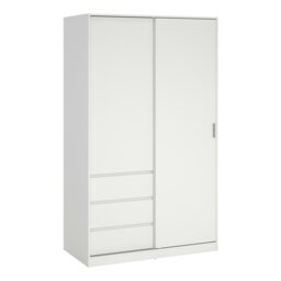Rackhams Naia Wardrobe with 1 Sliding Door and 1 Door + 3 drawers in White - White - Malemine - 1 - thumbnail 1