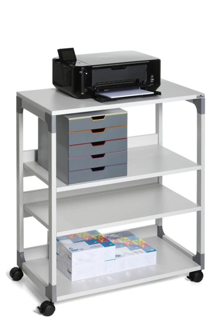 Rackhams Steel 2 Shelve Office Storage Trolley on Wheels - 88cm Grey - image 1