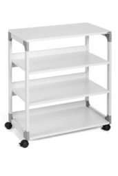 Rackhams Steel 2 Shelve Office Storage Trolley on Wheels - 88cm Grey - thumbnail 2