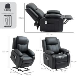 Rackhams Riser and Recliner Chair Power Lift Recliner with Remote, Black - thumbnail 3