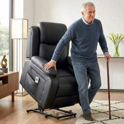 Rackhams Riser and Recliner Chair Power Lift Recliner with Remote, Black