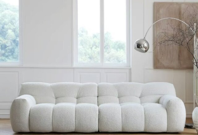 Rackhams Cora Cloud Two/Three Seater Sofa, Boucle - White - 252cm - image 1