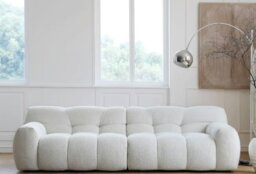 Rackhams Cora Cloud Two/Three Seater Sofa, Boucle - White - 252cm