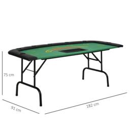 Rackhams 7-Player Folding Poker Table, Chip Tray, Cup Holders, 182 x 91 cm - thumbnail 3