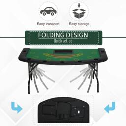 Rackhams 7-Player Folding Poker Table, Chip Tray, Cup Holders, 182 x 91 cm - thumbnail 4