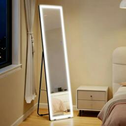 Rackhams Full-Length Mirror, 160 x 40 cm, Wall Mounted, Freestanding Floor Mirror with LED Lights and Remote Control, Dimming & 3 Colour Modes - thumbnail 2