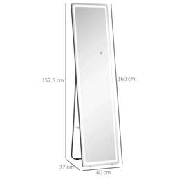 Rackhams Full-Length Mirror, 160 x 40 cm, Wall Mounted, Freestanding Floor Mirror with LED Lights and Remote Control, Dimming & 3 Colour Modes - thumbnail 3