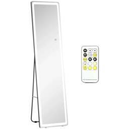 Rackhams Full-Length Mirror, 160 x 40 cm, Wall Mounted, Freestanding Floor Mirror with LED Lights and Remote Control, Dimming & 3 Colour Modes - thumbnail 1