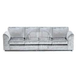 Rackhams Crystal Crushed Velvet Long Fabric 4 Seater Sofa Full Back - Silver - thumbnail 4