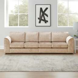Rackhams Crystal Crushed Velvet Long Fabric 4 Seater Sofa Full Back - Silver - thumbnail 2