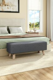 Rackhams 81cm W Dark Grey Rectangular Tofu-shaped Footstool - Dark Grey - thumbnail 1