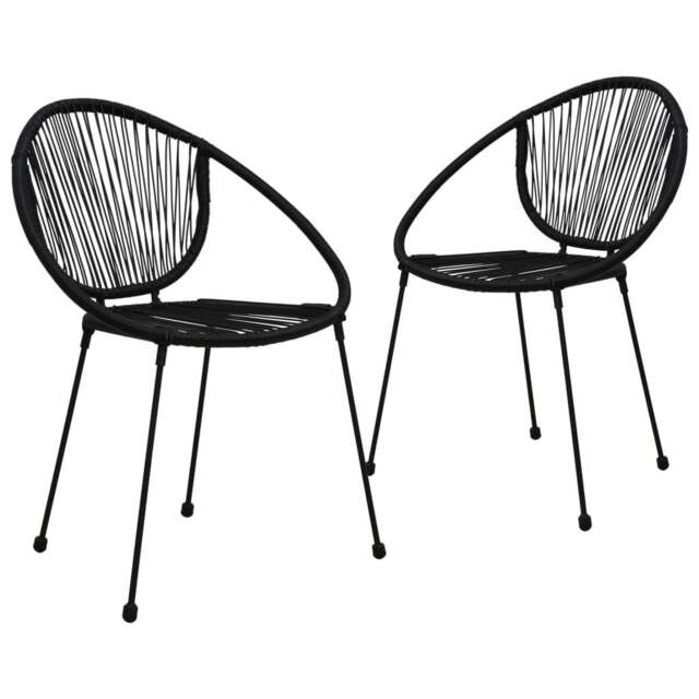Rackhams Garden Chairs 2 pcs PVC Rattan Black