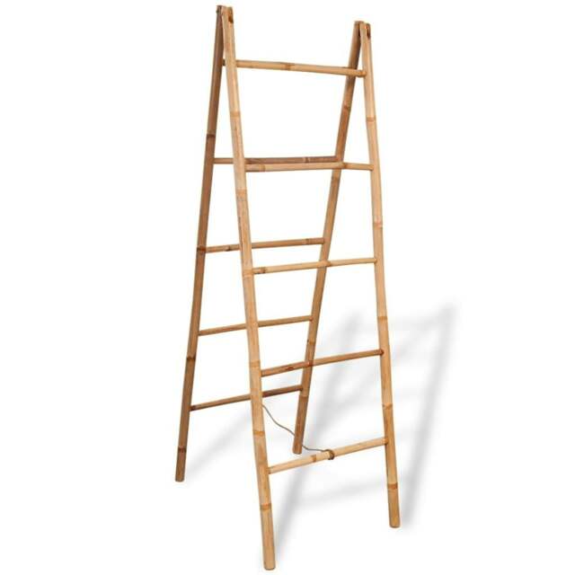 Rackhams Double Towel Ladder with 5 Rungs Bamboo 50x160 cm