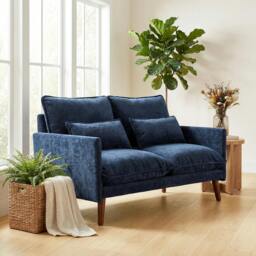 Rackhams 2 Seater Sofa, Modern Loveseat with Spring Cushions, Wide Seat, Blue - thumbnail 1