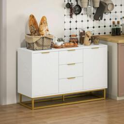 Rackhams Sideboard with 3 Drawers and Adjustable Shelves for Living Room - White - thumbnail 2