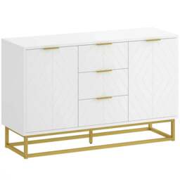 Rackhams Sideboard with 3 Drawers and Adjustable Shelves for Living Room - White - thumbnail 1