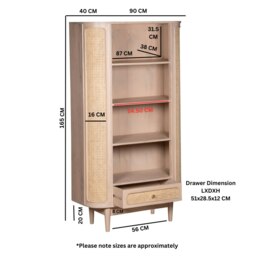 Rackhams Carlester Cane And Wood Bookcase - Wood - 1 - 90X40X165cm (LXDXH) - thumbnail 6