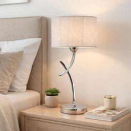 Rackhams Justina 43cm  Polished Chrome Table Lamp with Silver String Shade - thumbnail 1