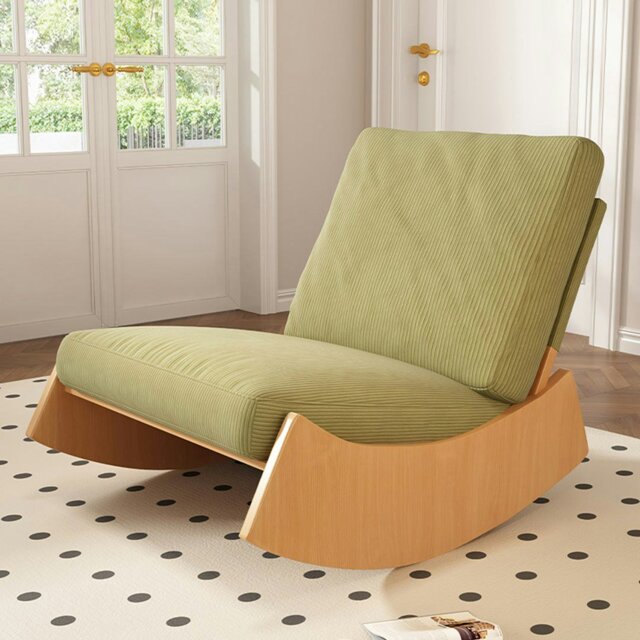Rackhams Anaya Rocking Chair, Corduroy & Wood - Green - image 1