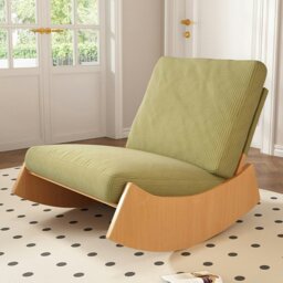 Rackhams Anaya Rocking Chair, Corduroy & Wood - Green - thumbnail 1